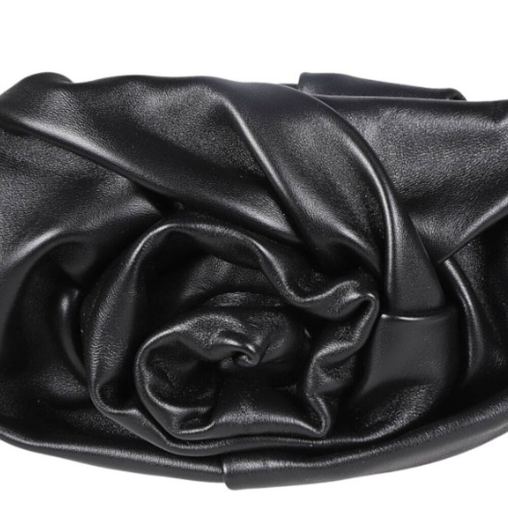 BURBERRY Black Rose Soft Leather Clutch Gold Chain & BURBERRY Dust Bag NWT - Picture 5 of 16